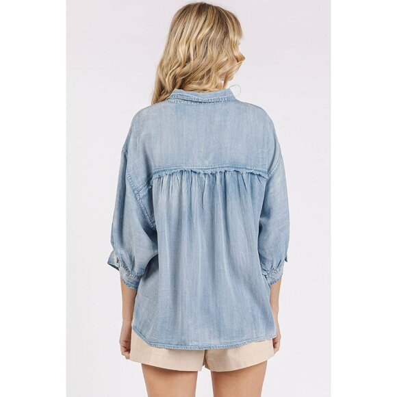 NWT: Mittoshop Tencel Chambray Button Down Shirt - Picture 4 of 8